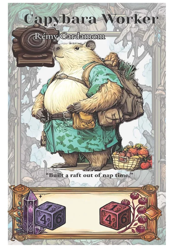 Gnome Worker card — a mushroom-capped gnome